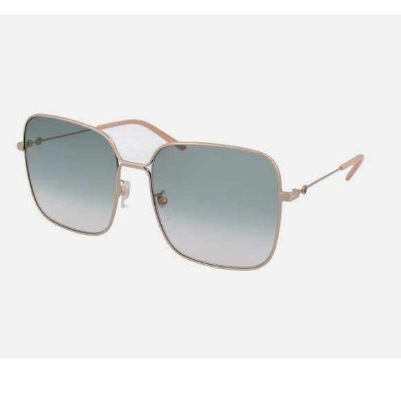Gucci Women's Sunglasses GG0443S 001 Gold /Gradient Lens Square 60mm - Picture 1 of 2